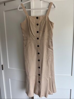 Banana Republic Beige Button-Down Midi Sundress